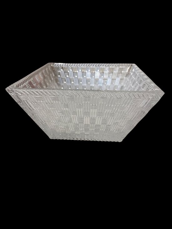 Tiffany & Co Other - Tiffany & Co Square Glass Bowl Basket Weave Texture Made In Germany 8 Inches